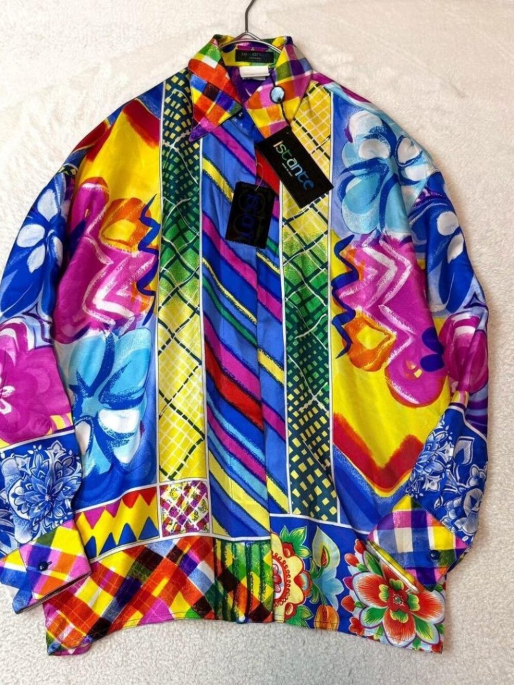 Versace Istante 100% Silk Abstract Print Shirt Sz 15-38US M Deadstock BNWT Italy
